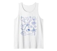 Preppy Coastal Seashells Sea Shell Blue Aesthetic Pattern Canotta