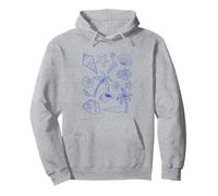 Preppy Coastal Seashells Sea Shell Blue Aesthetic Pattern Felpa con Cappuccio