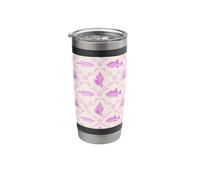 Preppy Hot Pink granchio, pesce, conchiglia, alghe costiere modello Bicchiere termico in acciaio inox doppia parete