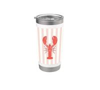 Preppy Pastel Aragosta Acquerello Stripe Pattern Estate Spiaggia Bicchiere termico in acciaio inox doppia parete