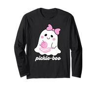 Preppy Pickleball Halloween Pickle-Boo Fantasma Rosa Pastello Maglia a Manica
