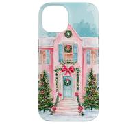 Preppy Pink Christmas Cottage Cozy Girly Vacanze invernali Custodia per iPhone 14