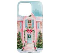 Preppy Pink Christmas Cottage Cozy Girly Vacanze invernali Custodia per iPhone 15 Pro Max