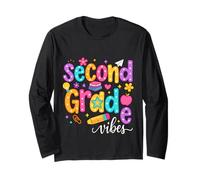 Preppy Second Grade Vibes Back To School 2nd Grade Ragazza Ragazzi Maglia a Manica