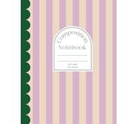 Preppy Stripes Composition Notebook Dot Grid: Pink and Green Striped Exercise Notebook, Colorful Aesthetic Design with Scalloped Border, Bullet Journal, 100 Pages, 8.5x11 in (21.59x27.94 cm)