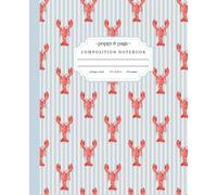 Preppy Summer Composition Notebook: Cute Aesthetic Pastel Light Blue Striped Ocean Theme Lobster Pattern Journal for Teen Girls and Women for School Work | College Ruled