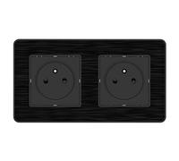 Presa 2P+T 2x16A - Easy Eject completo - metallo nero spazzolato Kouro - Zenitech