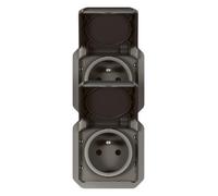 presa di corrente - 2 x 2p+t - verticale - antracite - componibile - legrand plexo 069843l