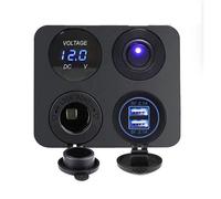 PRESA 4 POSTAZIONI USB CON INTERRUTTORE VOLTMETRO ACCENDISIGARI ACCESSORI NAUTI
