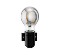 Presa a muro E27 in porcellana FEL nero incl. lampada E27 370lm bianco