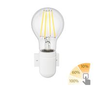 Presa a muro in porcellana E27 FEL bianco incl. lampada E27 (bianco caldo 6,96W