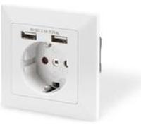 PRESA A MURO SCHUKO CON 2 PRESE USB 5 VOLT 2,1A
