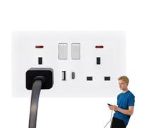 Presa a parete, presa elettrica, estensione con 2 porte e convertitore doppio caricatore per ufficio, camera da letto, cucina, esterno, casa, bagno