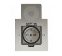 Presa a pavimento ELBE Inno, design a foro singolo, profilo sottile, spessore lamiera 2 mm, IP44 impermeabile + antipolvere, presa a cerniera, design pop-up pull-tab, apertura a 180°, per l'Italia