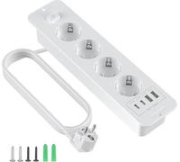 Presa a scomparsa a 4 prese, con 2 USB, colore: bianco