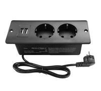 Presa a scomparsa con 2 USB, ciabatta multipresa da incasso a 2 prese con cavo da 1,6 m, presa multipla da tavolo per mobili o piani di lavoro