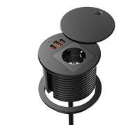 Presa a Scomparsa Con USB-C 35W E USB-A 30W, Multipresa Da Incasso Nero, Cavo Da