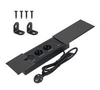 Presa a scomparsa con USB-C, presa da incasso a 2 scomparti con coperchio scorrevole e passacavo, presa da tavolo a scomparsa per scrivania, cucina, ufficio (nero spazzolato)