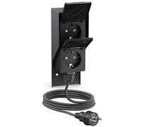 Presa a vista PIWI per esterni con cavo da 2 m, IP44, doppia, antracite,