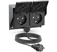 Presa a vista PIWI per esterni con cavo da 2 m, IP44, doppia, antracite,
