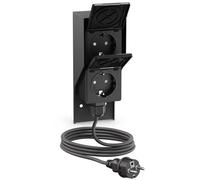 Presa a vista PIWI per esterni con cavo da 2 m, IP44, doppia, nera, verticale