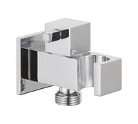 Presa acqua a muro Square con porta doccetta e valvola di sicurezza - Ottone cromato