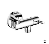 PRESA ACQUA TONDA CON SUPPORTO DOCCIA E ARRESTO Nero Opaco Supporti Doccette