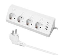Presa angolare a 4 prese multiple con USB, presa multipla con 2 USB e 2 Type-C, protezione da sovratensione 8 in 1 con cavo da 2 m, per smartphone, tablet, casa, nero