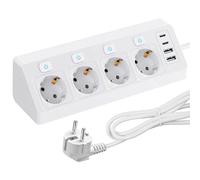 Presa angolare a 4 scomparti con USB, multipresa angolare con 2 USB e 2 Type-C, presa da scrivania, doppia presa per ufficio, casa, viaggi con cavo (bianco)