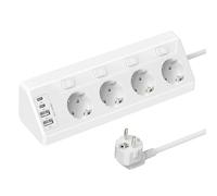 Presa angolare con 2 tipo C e 2 USB A, 4 prese, commutabile singola, multipresa a parete, 16 A, spina multipla da cucina, cavo da 2 m