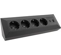 Presa angolare con blocco presa Presa multipla a 4 vie 230V con USB-A USB-C PD per ufficio cucina officina nero