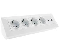 Presa angolare con blocco presa Presa multipla a 4 vie con USB-A USB-C PD per ufficio cucina officina bianco