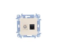 kontakt-simon Simon CASFRJ455.01/41 5902787848774 - Presa per antenna + presa PC tipo F + RJ45 Cat.5e, colore: Crema