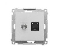 Presa antenna tipo F" + RJ45 cat.6 Simon 55 TASFRJ45.01/143