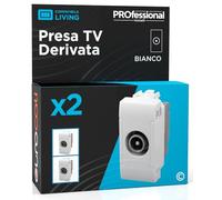 Presa Antenna TV Derivata Connettore Terminale Maschio Compatibile con BTicino Livinglight Frutti Elettrici da Muro Colore Bianco - Confezione da 2