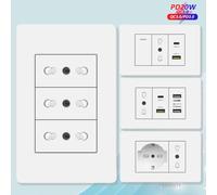 Presa bianca Italia Cile con ricarica rapida USB Smart Type-c, doppia presa a muro USB Cile Spine Interruttore luce pannello in plastica Sat TV