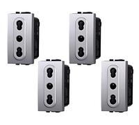Presa Bipasso Bivalente 2P+T 10/16A, Compatibile Con Bticino Living Light (4 Pezzi, Grigio)