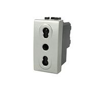 Presa Bipasso Bivalente 2P+T 10/16A, Compatibile Con Bticino Living Light (Grigio)