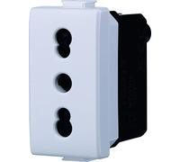 Presa Bipasso Bivalente 2P+T 10/16A, Compatibile Con Bticino Matix (1 Pezzo, Bianco)