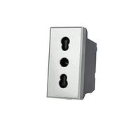 Presa Bipasso Compatibile con Bticino Axolute, 2P+T 10/16A (Grigio)