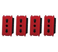 Presa Bipasso Rosso, Compatibile Con Vimar Plana (4 Pezzi)