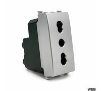 Presa bivalente 10-16A 250V grigio compatibile Vimar - 2 pezzi