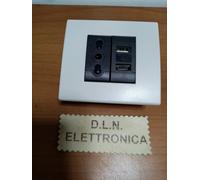 PRESA BIVALENTE + USB TIPO A + USB TIPO C, 3.1A + PLACCA BIANCA X SCATOLA TONDA