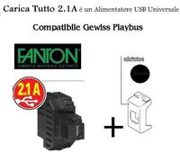 PRESA CARICATORE USB E DOPPIA USB COMPATIBILE BTICINO VIMAR GEWISS IPAD IPHONE