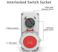 Presa CEE impermeabile ip67 IP44 Presa 3 pin 32a Presa interruttore interblocco presa di sicurezza 16A 5PIN