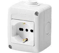 Presa Combinata Italiana e Tedesca 2P+T 16A 250V IP40 Grigio