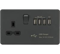 Presa commutata senza viti 13A con caricatore Quad USB; 5.1A