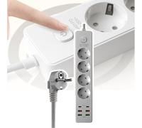 Presa Con Filo, Standard Europeo, 4Usb+2Type-C, Pd Multiuso, Con Interruttore di Controllo Master, Può Alimentare Più Dispositivi per Home Office nero+4