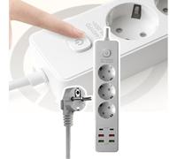 Presa Con Filo, Standard Europeo, 4Usb+2Type-C, Pd Multiuso, Con Interruttore di Controllo Master, Può Alimentare Più Dispositivi per Home Office nero+3