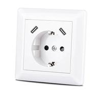 Presa con presa USB Berker tipo C (max. 5 V 3,4 A) Schuko con connettore USB lucido, presa Schuko da incasso, sistema 55 bianco puro, presa da parete con contatto di protezione (2C-1)